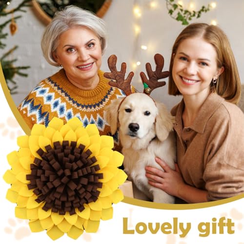 Sunflower Snuffle Mat for Dogs, 20” Washable Dog Puzzle Feed Mat - color: Sunflower