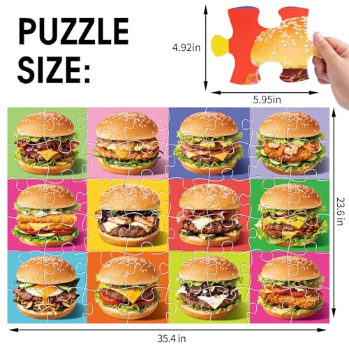 Jumbo Floor Puzzle for Kids,48 Piece Hamburger Jigsaw Puzzle Ages 3-8 - style: Hamburger