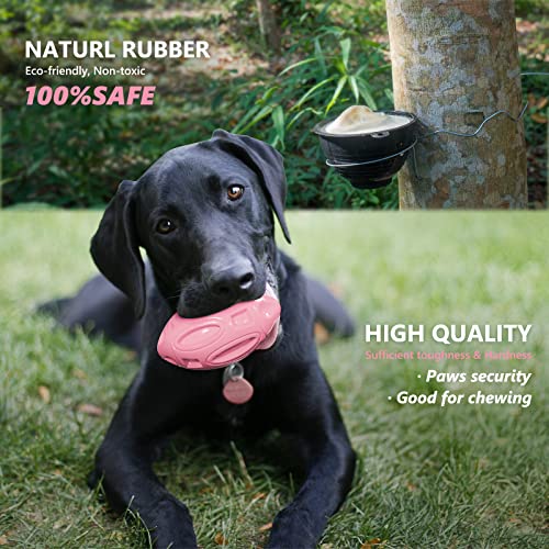 EASTBLUE Dog Toys for Aggressive Chewers, Indestructible Squeaky Football - color: Pink