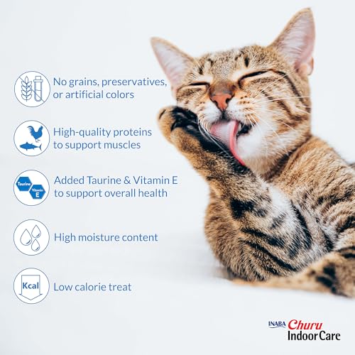 INABA Churu Indoor Care for Hairball Control, Functional Lickable Cat Treat with Taurine & Green Tea Extract, 0.5oz Each, 24 Tubes Total, Chicken Recipe - size: 1 Count (Pack of 24)
