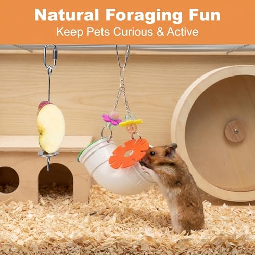Rat Enrichment Toys, Interactive Foraging & Slow Feeder Toy with Hanging Design, Adjustable Mental Stimulation Puzzle for Rats, Hamsters, Parakeets, Preven ts Boredom