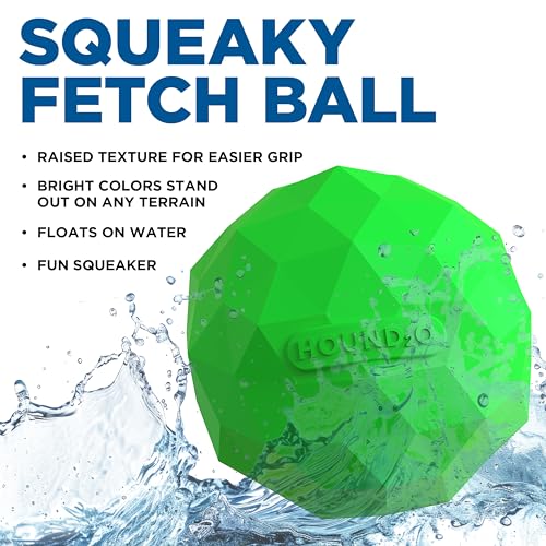 Squeaky Fetch Ball - Floating Outdoor Dog Toy - Green - color: Green