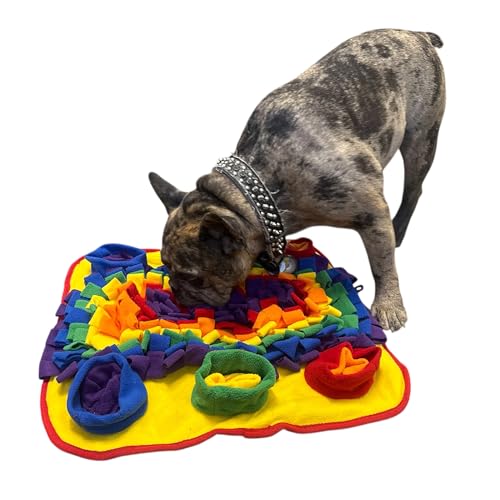 Interactive Dog Snuffle Mat for Mental Stimulation and Enrichment for Dogs, Pigs, Rabbits, and Other Pets (Rainbow) - color: Rainbow