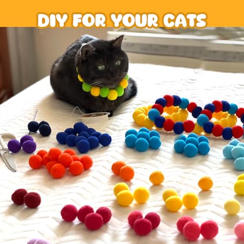 TEAWOO 100Pcs Cat Toys Pom Pom Balls with 2 Launcher Set - size: 2 launchers & 100 balls