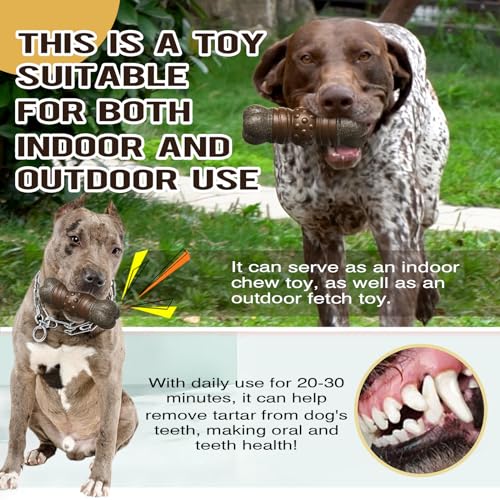 LiuMelinda Dog Chew Toys for Aggressive-Chewers - Indestructible Dog Toy for Aggressive Chewer，Tough Chew Toys for Dogs （Rubber Log-Bone） - color: 07-Log-Bone