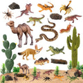 SIENON 32Pcs Desert Animal Figures with Trees Cactus Toys Diorama Project - style: Desert