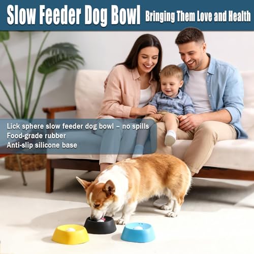 Dog Lick Bowl with Rolling Ball, Slow Feeder & Dog Enrichment Toy