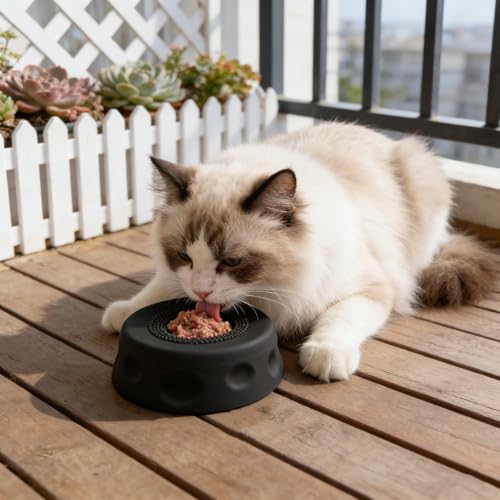 Dog Lick Bowl with Ball,Lick Ball Bowl for Dogs,Dog Licking Bowl with Rolling Ball,Slow Feeder Ball Bowl to Slow Pet Eating,Rolling Ball Dog Bowl Give Pet More Time to Enjoy Eating. (Gray) - color: Gray