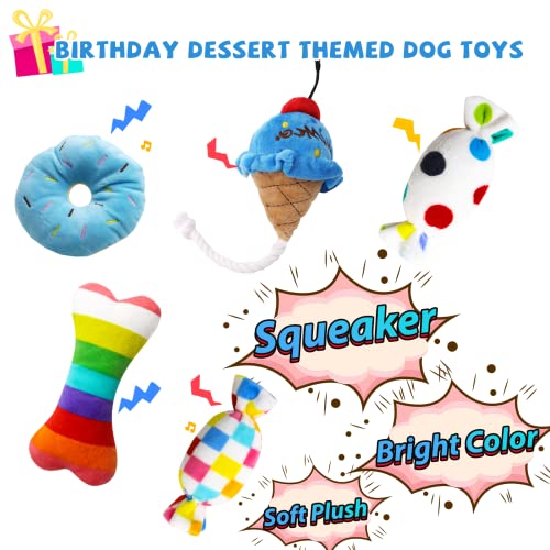 lilfrd 9Pcs Blue Dog Birthday Toy Set, Squeaky Hat Bandana Gift for Dogs - style: Blue Birthday Pack