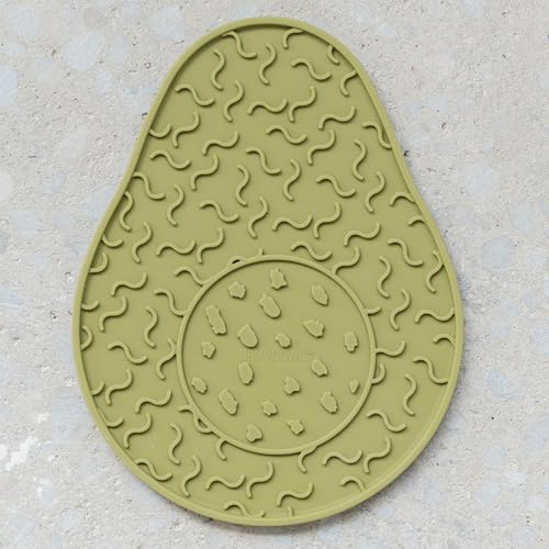 Enrichment Lick Mat: Avocado - Grooved Dog Feeding Pad, Food Grade Silicone, Spread Food Or Treats onto The Mat, Pet Soothing, Suction Back - style: Avocado