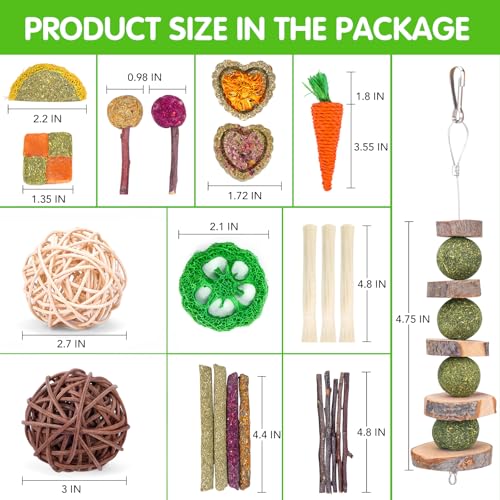 Bunny Toys for Rabbits Hamster/Guinea Pig Toys Natural Timothy Hay Sticks - size: 24Pack-Set