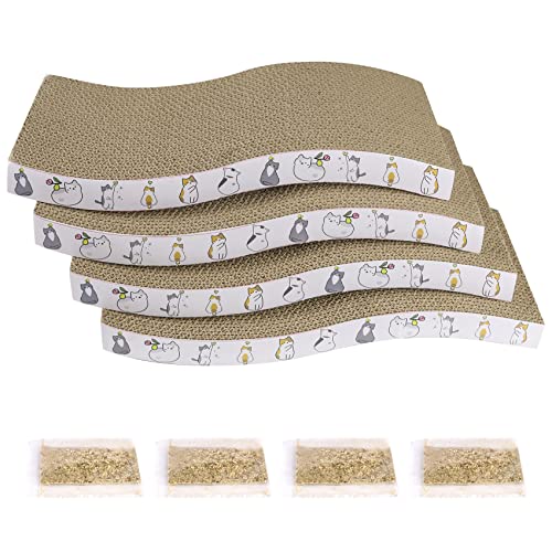 PatiencET Cat Scratcher Cardboard 4 Pack Cat Scratch Pad - size: Waved - 4 Pack