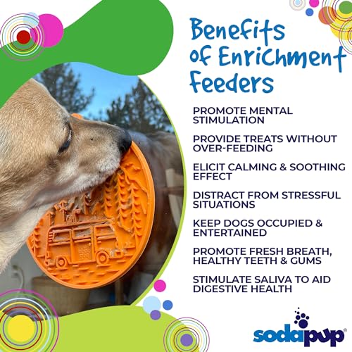 SodaPup Camp eMat – Durable Enrichment Feeder with Suction Cups Made in USA from Non-Toxic, Pet-Safe, Food Safe Rubber for Mental Stimulation, Digestive Health, Avoid Overfeeding, Calming, More - color: Camp eMat Orange