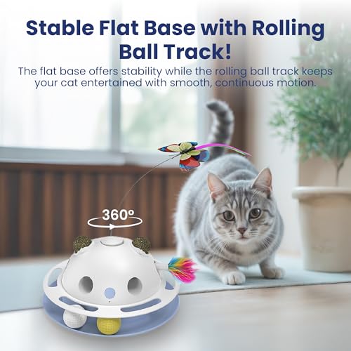 PAWSPIK Feather Frenzy 4-in-1 Interactive Cat Toy with Catnip Balls