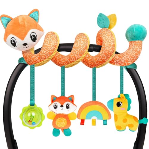 GKDOMS Baby Car Seat Toys Spiral Hanging Stroller Activity Toy for 0+Months - style: Fox