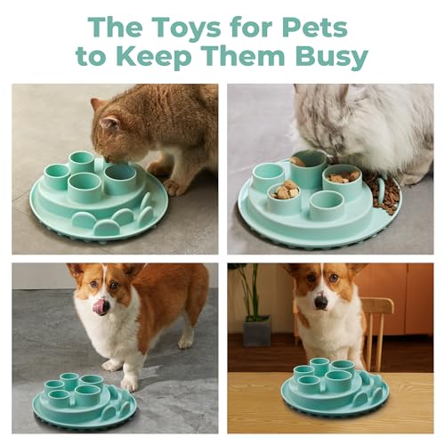 Puzzle Feeder Slow Feeder, Interactive Cat Puzzle Toy for Mental Stimulation, Silicone Cat Enrichment Toys, Reduces Boredom and Trains Intelligence, Green