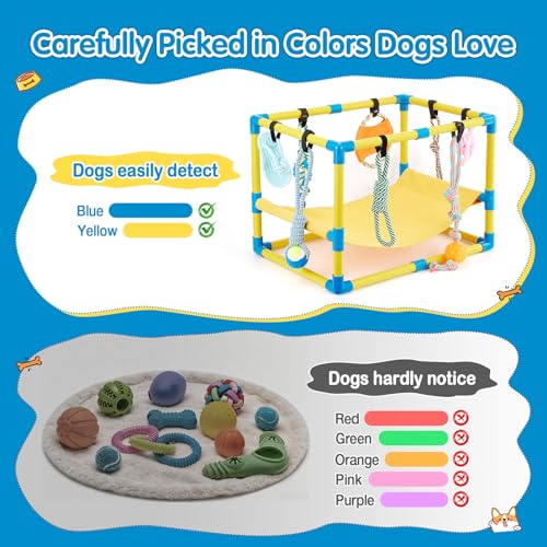Keaber Puppy Play Gym with 8 Toys, Jungle Gym with Hammock 23x17x17in