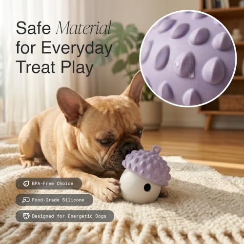 PiFi Silicone Dog Treat Dispenser & Puzzle Feeder for Medium Dogs, 5x3.8 in - color: Lavender & Soft Grey