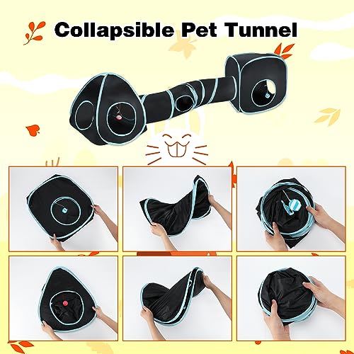 BWOGUE Bunny Tunnels & Tubes, 3-in-1 Collapsible Rabbit Hideout Toy Set - color: Blue