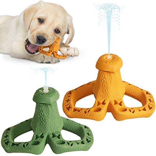 M.C.works Puppy Chew Toys Teething Pacifier, Small Dog Teething Rings Toys for Puppies Within 2 Month, Treat Dispensing Toy Soft Rubber, Pack of 2