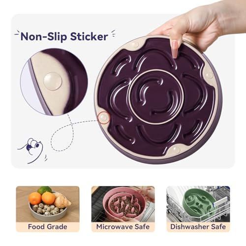 Ceramic Slow Feeder Dog Bowl, 1.8 Cups Anti -Slip Slow Feeding Bowl to Slow Down Eating, 8.2 Inch Dog Food Dish for Medium to Large Breeds, Green - color: Green, size: Medium without Stand