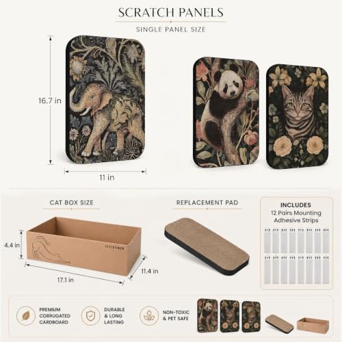 4 Pack Cat Wall Scratcher, Art Cat Scratching Board for Cats - color: Elephant & Cat & Panda
