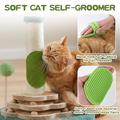 25.6inches Tall Cat Scratching Post, Cute Cat Scratching Post with Groomer