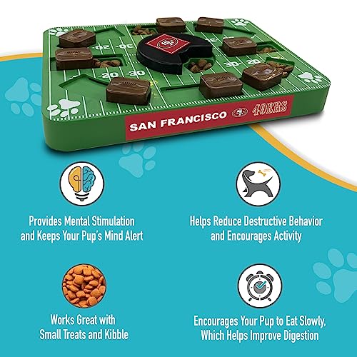 Pets First NFL San Francisco 49ers Puzzle Toy for Dogs, Slow Feeder Board for Pets, Interactive Doggie Treat Toy - color: SAN FRANCISCO 49ERS