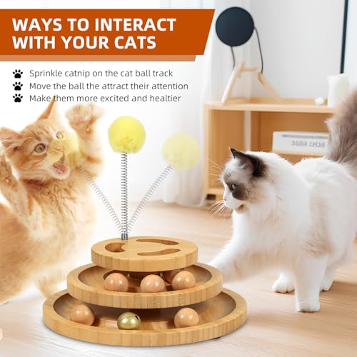 DoogCat Cat Ball Track with Puzzle Top, 3-Level Cat Ball Tower - size: Large - Plus