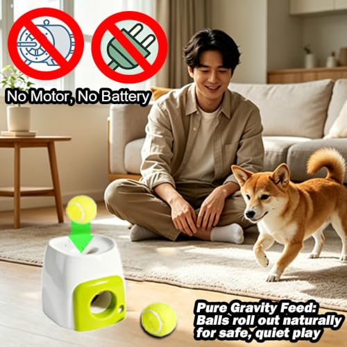 Automatic Dog Ball Launcher for Dogs, Interactive Food Reward Ball for Dogs - color: Fresh white and green color scheme