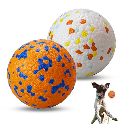 E-TPU Dog Balls, Tough High-Bounce Floating Fetch Toys, 2 Sizes - color: White & Orange (2-Pack), size: Small (2.5" diameter)
