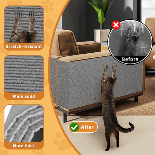 4Pack Cat Scratch Furniture Protector, Self-Adhesive, Light Gray - color: LightGrey, size: 4 Pack