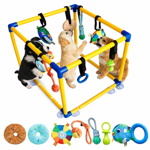 Puppy Play Gym Toys for Puppies - 8 Interactive Teething Dog Toys