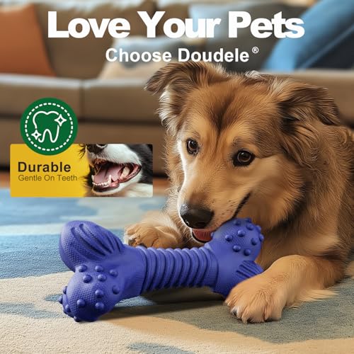 Dog Toys for Aggressive Chewers, Indestructible Chew Toys for Medium Large Dogs,Durable Rubber Dog Bones with Beef Flavor, Tough Dental Toy for Boredom Relief (Blue) - color: blue