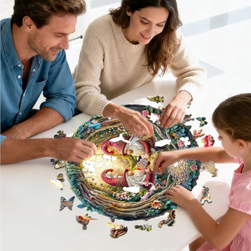 KAAYEE Wooden Puzzle for Adult, Gnome Couple Jigsaw Puzzle 11.4 * 11.3in - color: Gnome Couple, size: Medium