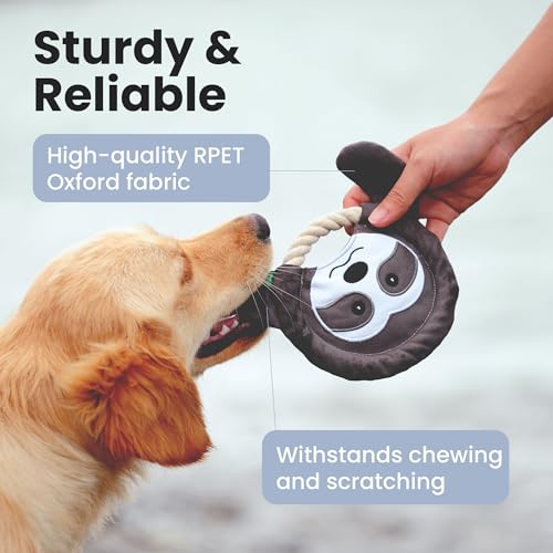 PAWSPIK 2-in-1 Flying Disc & Tug-of-War Dog Toy, Sleepy Sloth - style: Sleepy Sloth