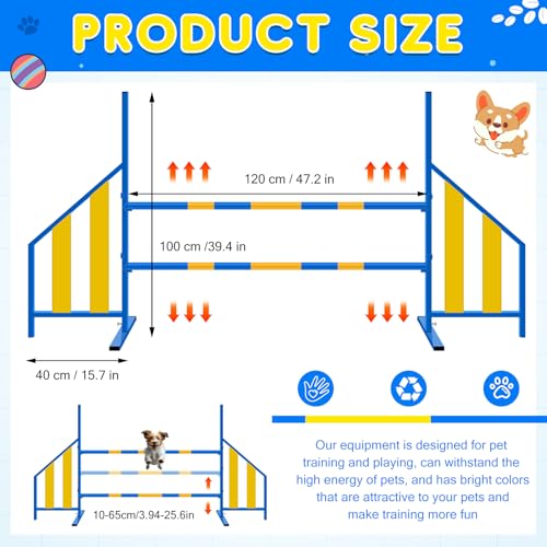 Seenelling Dog Agility Jump with Wing Bars, Adjustable Metal Hurdle