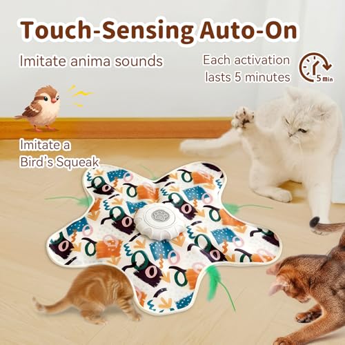 Interactive Touch Activated Hide and Seek Cat Toys for Indoor Cats, White - color: White