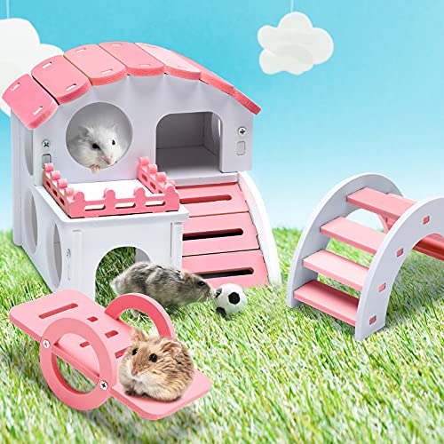 Skylety 3 Pieces Fun Hamster Guinea Pig Hideout Kit, Small, Pink - color: Pink, size: Small