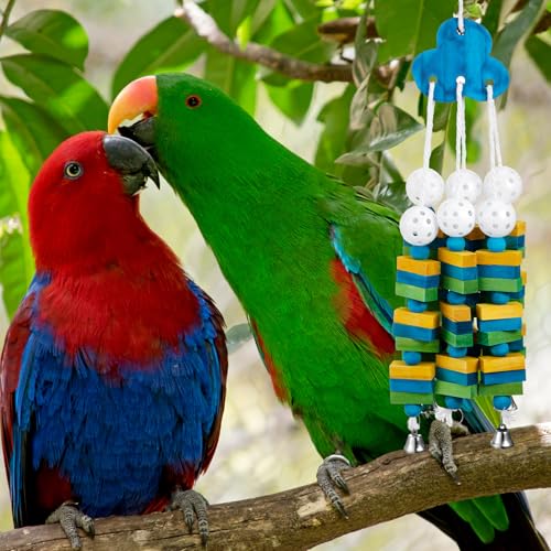 Seenelling 3 Pcs Extra Large Bird Toys for Parrots, Blue Block - style: Blue Block