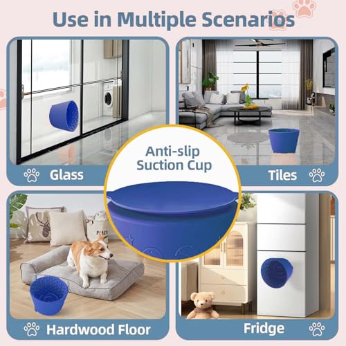 Dog Lick Bowl, Non-Slip Freeze Slow Feeder Small Medium, 1.6 Cup - color: Dark Blue