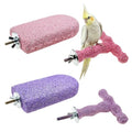 4 Bird Beak Grinding Stone Parrot Perch Stand for Small Birds - color: Cyan-Purple-Pink, size: Big