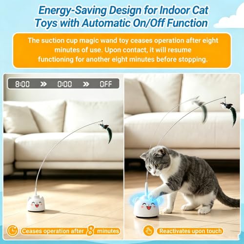 Interactive Cat Toys for Indoor Cats Toy Wand 360°Automatic Moving Cat Toys - color: White