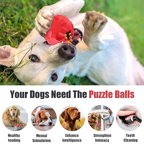 Rubber Treat Dispensing Dog Toys for Aggressive Chewers Large Breed - color: Red