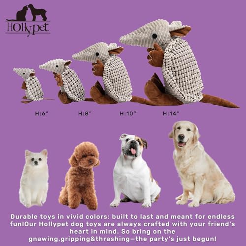 Hollypet Armadillo Squeaky Puppy Dog Toys for Small Medium Dogs, 8" - color: Gray, size: 8 IN