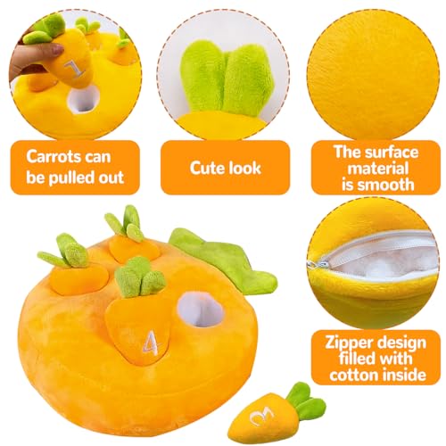 Hamiledyi Rabbit Foraging Toys Bunny Plush Puzzle Toy Carrots Snuffle Mat for Chinchilla Guinea Pig Ferret Rat Entertainment (Yellow)