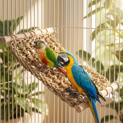 Cockatiel Hammock Bird Climbing Rope for Parrots Seagrass Mat for Bird 13×7