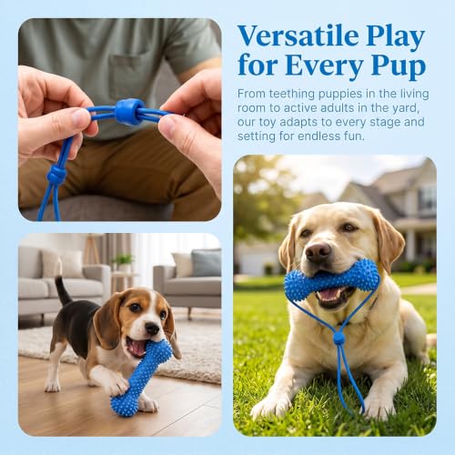 Dog Chew Toys, Durable Interactive Dog Toys with Rope, Enrichment Chew Toy for Small, Medium and Large Dogs, Indoor Outdoor Toy for Stress Relief and Boredom Busting