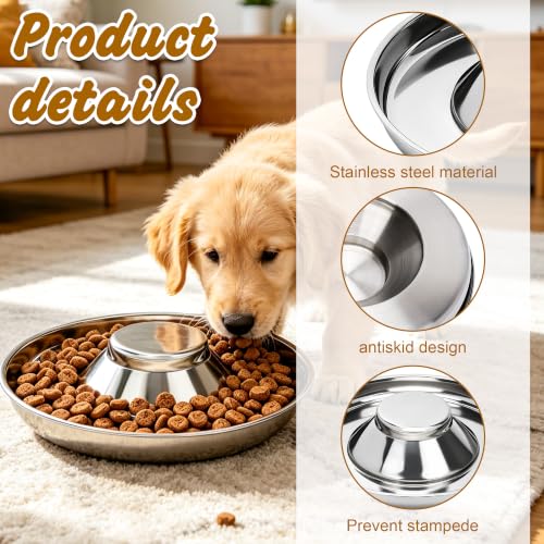 1 Pack Stainless Steel Puppy Bowls, Non-Skid Slow Feeder Bowls for Dogs, Raised Dog Food and Water Dish for Feeding Small Medium Large Breeds, Cats and Multiple Pets (10inch*1) - color: 10inch*1