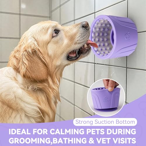 Dog Slow Feeder Lick Bowl, Anxiety Relief Dog Licking Mat Treat Dispenser, Non-Slip Anti-Choking Slow Eating Lick Bowl for Small Medium and Large Breed Dogs, BPA Free Silicone(Purple,S) - color: Purple, size: S